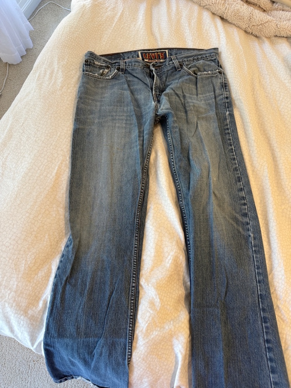 Levi's 526 low bootcut Light Blue Distressed Denim Jeans